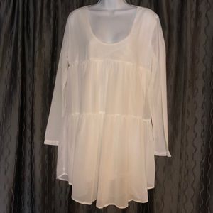 NWOT White Dress with Sheer Overlay